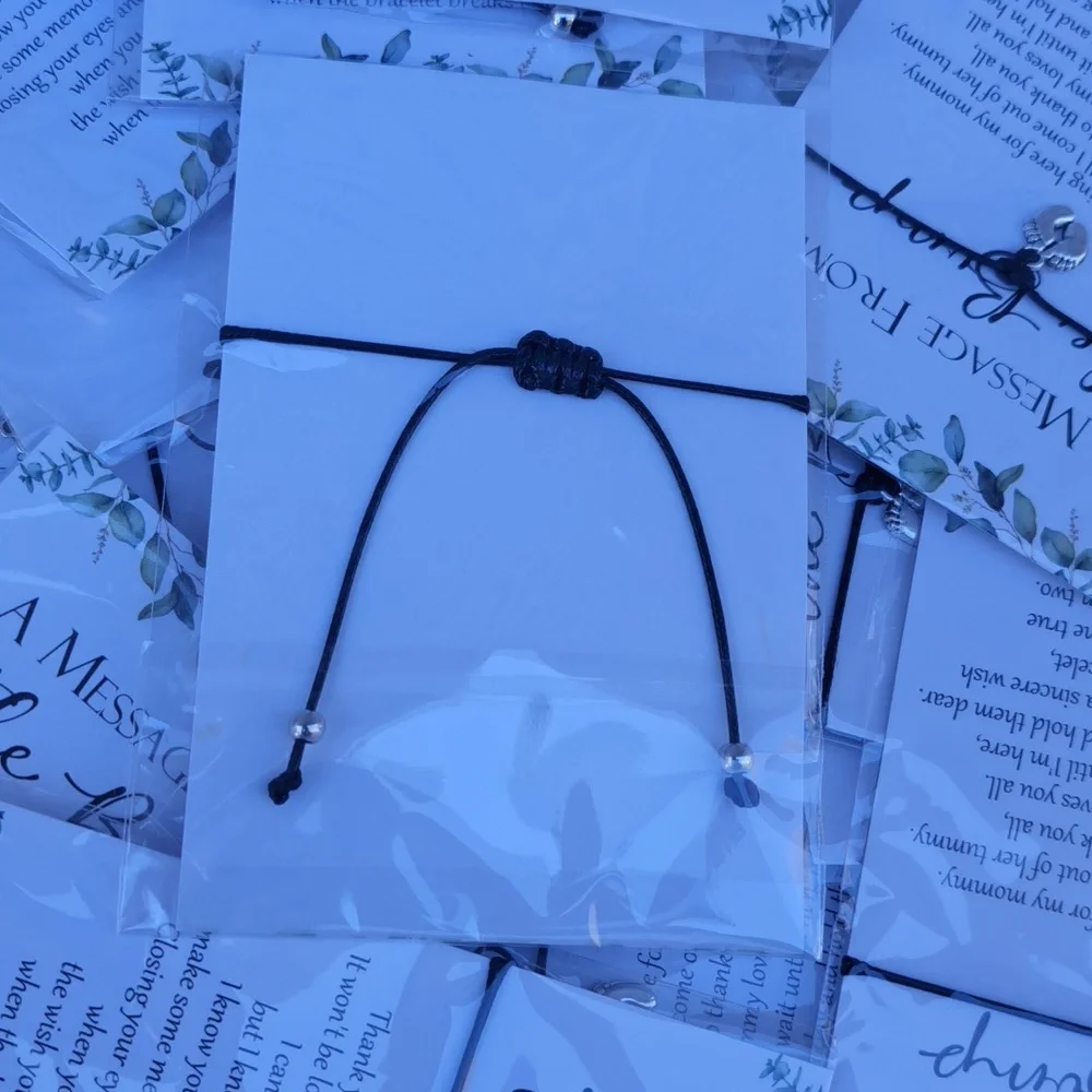 Adjustable Baby Footprint Bracelet Message from the Bump Baby Shower Card 23 Pcs